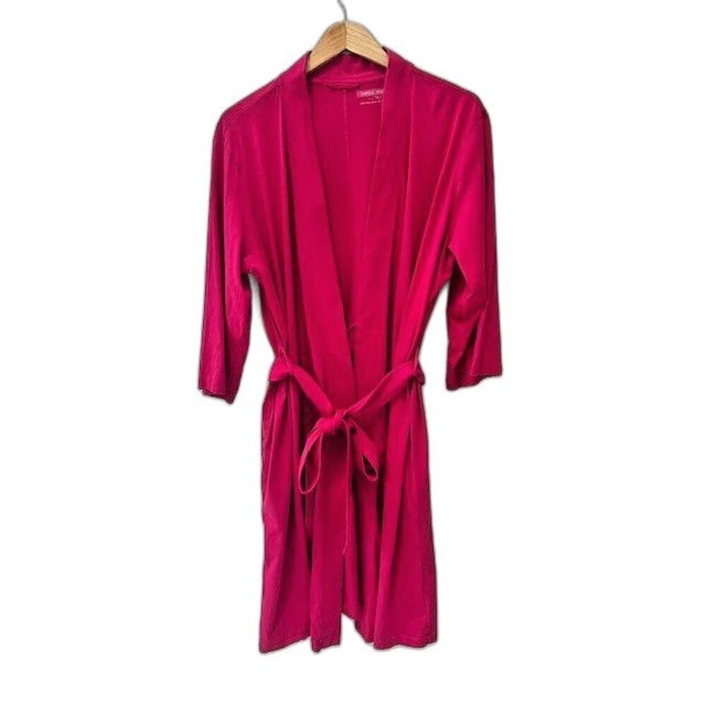 Carole Hochman Robe, Pink Summer Light Weight Cotton Knit, Belted, Pockets,  1X